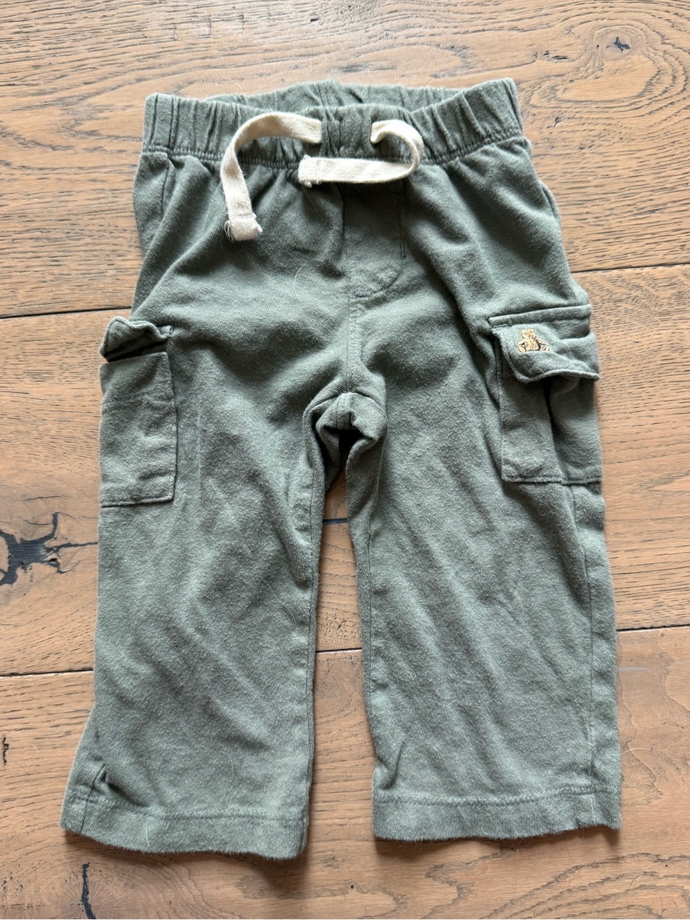 Baby Gap Olive Green Cargo Pants 12-18M Organic Cotton Pull-On